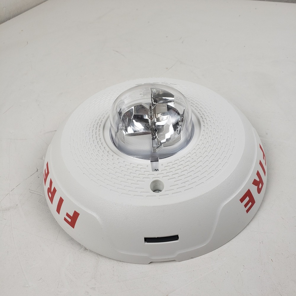 System Sensor PC2WL Ceiling Horn Strobe Fire Alarm 2-Wire White With Mount Plate